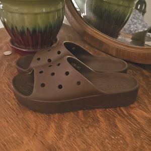 Brand new! Burgundy CROCs classic platforms